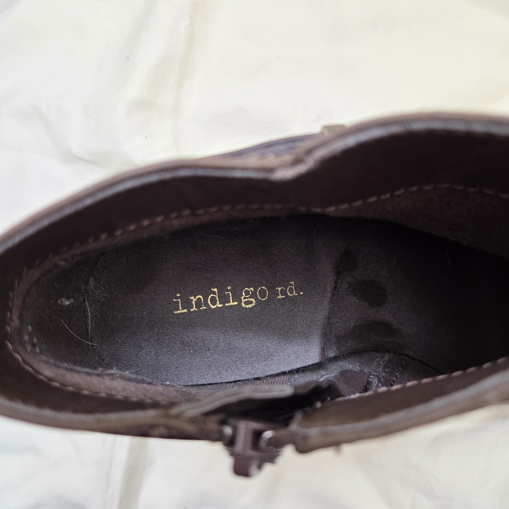Indigo Rd Brown Ankle Boots | Size 6 | Buckle Strap | Stacked Heel | Side Zip - Picture 7 of 7